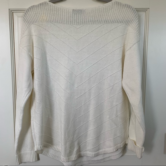 New York & Co. Women’s Long Sleeve Embellished Sweater Cream Silver Size M - Picture 6 of 6